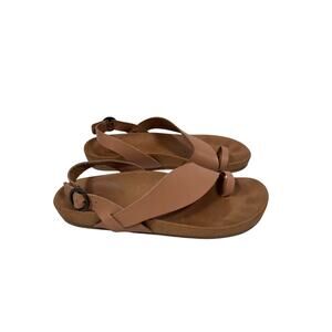 Soludos Maya Sandals Womens 8 Tan Leather Adjustable Slingback Toe Loop Buckle